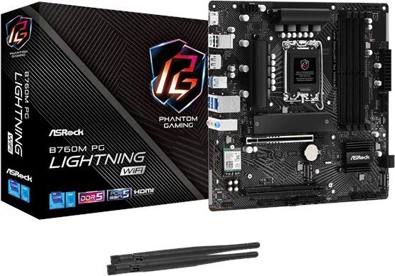 ASRock B760M PG LIGHTNING WIFI -emolevy - Intel B760 - Intel LGA1700 - DDR5 RAM - Micro-ATX