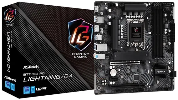 ASRock B760M PG LIGHTNING/D4 Emolevy - Intel B760 - Intel LGA1700 - DDR4 RAM - Micro-ATX